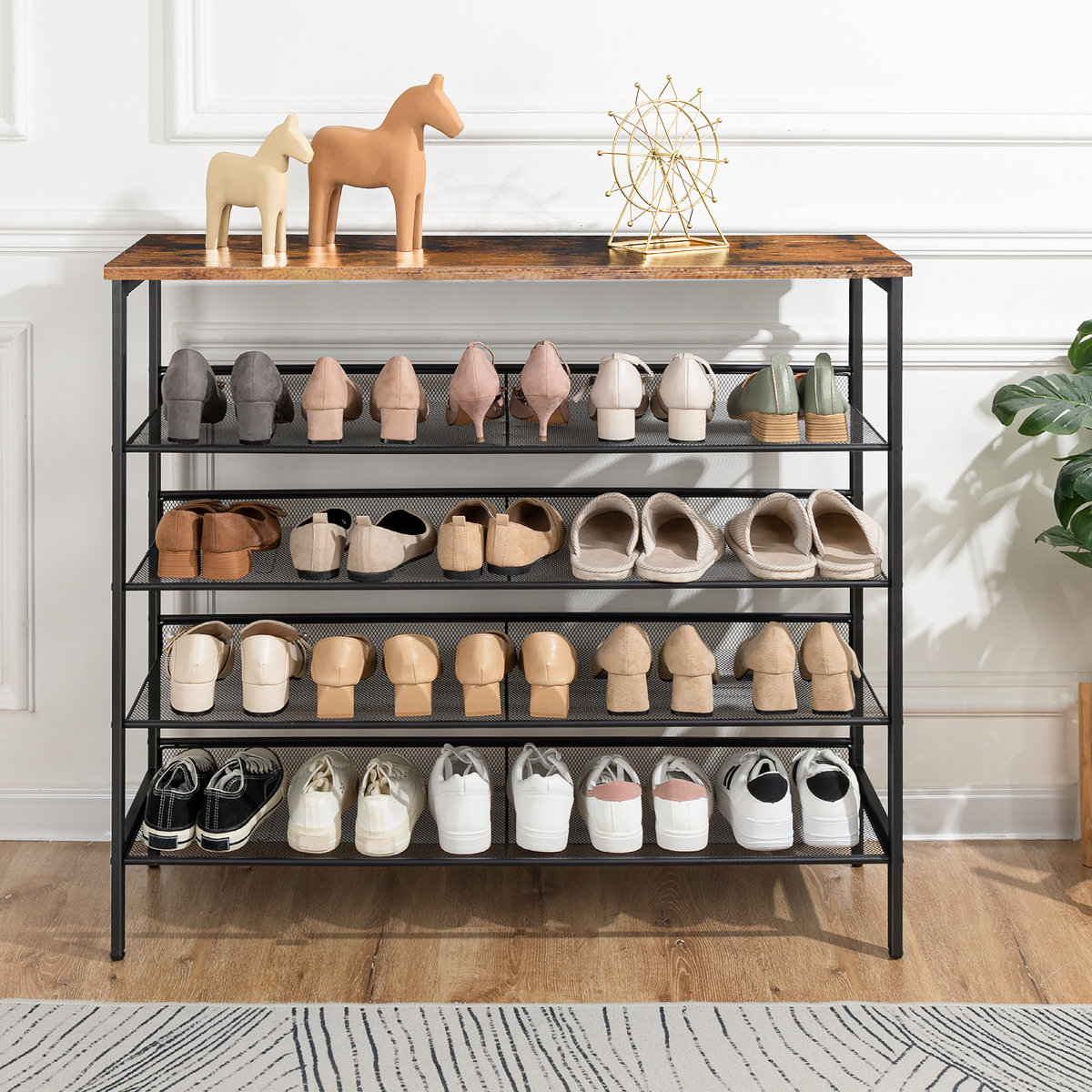 39.4'' W 5 Tier 25 Pair Shoe Rack